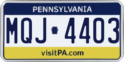 PA license plate MQJ4403