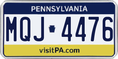 PA license plate MQJ4476