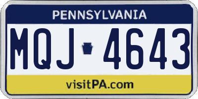 PA license plate MQJ4643
