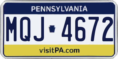 PA license plate MQJ4672