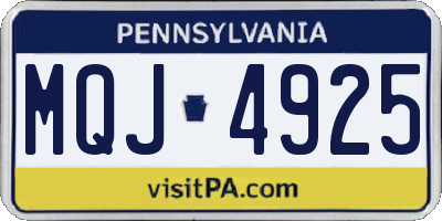 PA license plate MQJ4925