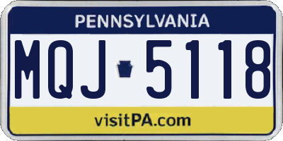 PA license plate MQJ5118