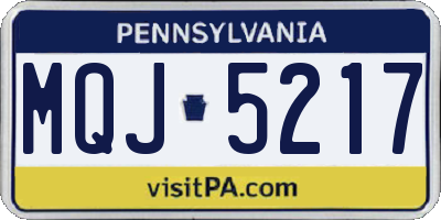 PA license plate MQJ5217