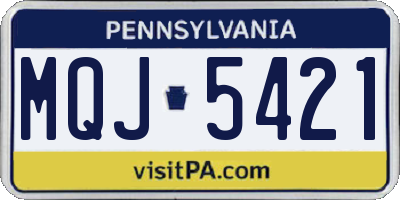 PA license plate MQJ5421