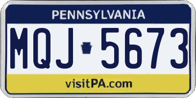 PA license plate MQJ5673