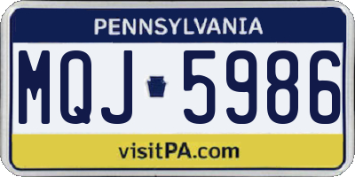 PA license plate MQJ5986