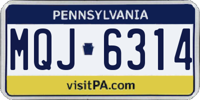 PA license plate MQJ6314