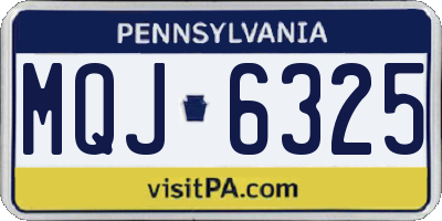PA license plate MQJ6325