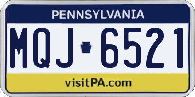 PA license plate MQJ6521