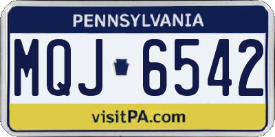 PA license plate MQJ6542