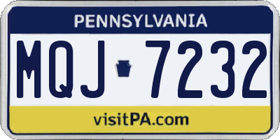 PA license plate MQJ7232