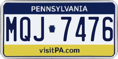 PA license plate MQJ7476