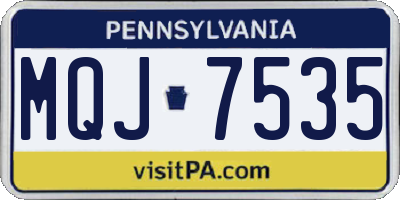 PA license plate MQJ7535