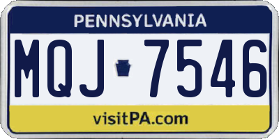 PA license plate MQJ7546