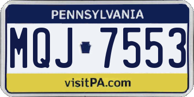 PA license plate MQJ7553