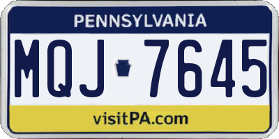 PA license plate MQJ7645