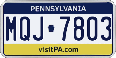 PA license plate MQJ7803