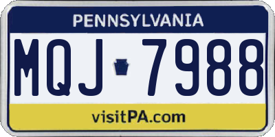 PA license plate MQJ7988