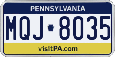 PA license plate MQJ8035