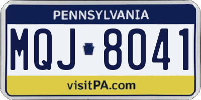 PA license plate MQJ8041