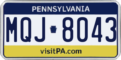 PA license plate MQJ8043