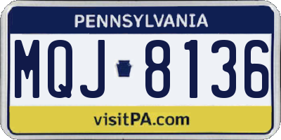 PA license plate MQJ8136