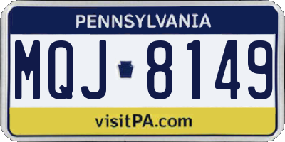 PA license plate MQJ8149