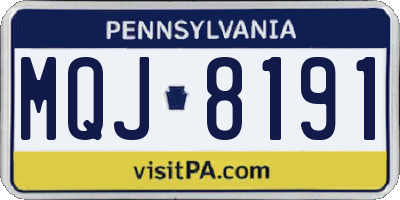 PA license plate MQJ8191