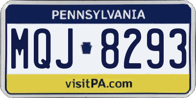 PA license plate MQJ8293