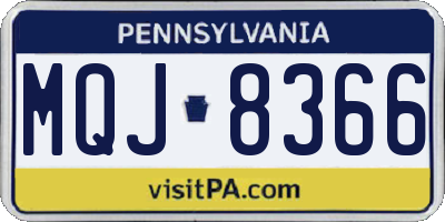 PA license plate MQJ8366