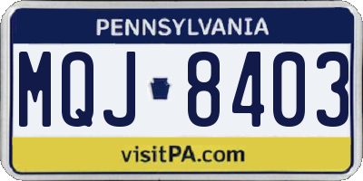PA license plate MQJ8403