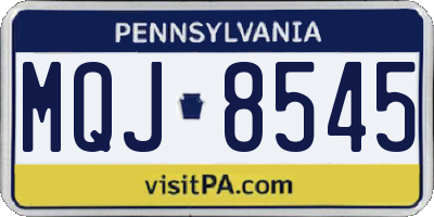 PA license plate MQJ8545