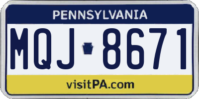 PA license plate MQJ8671