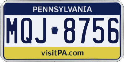 PA license plate MQJ8756