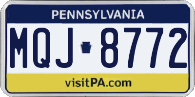 PA license plate MQJ8772