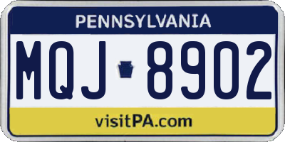 PA license plate MQJ8902