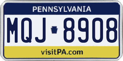 PA license plate MQJ8908