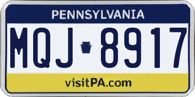 PA license plate MQJ8917