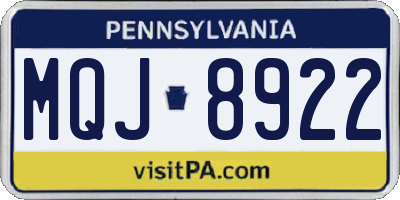 PA license plate MQJ8922