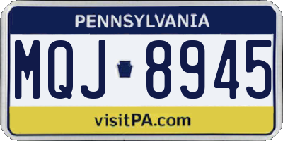 PA license plate MQJ8945
