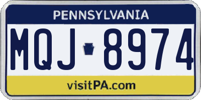 PA license plate MQJ8974