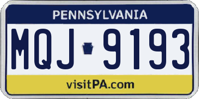 PA license plate MQJ9193