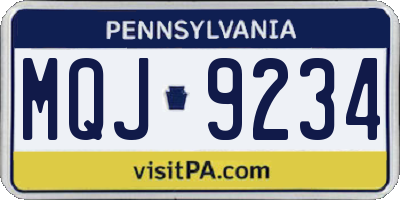 PA license plate MQJ9234