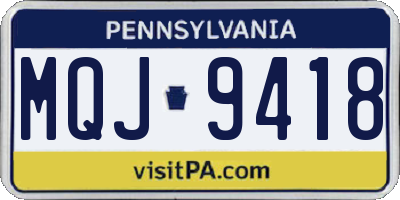 PA license plate MQJ9418
