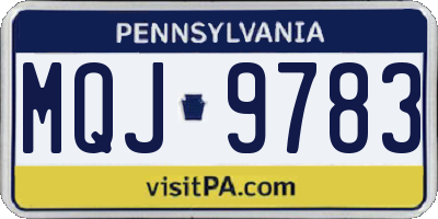 PA license plate MQJ9783