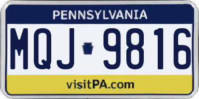 PA license plate MQJ9816