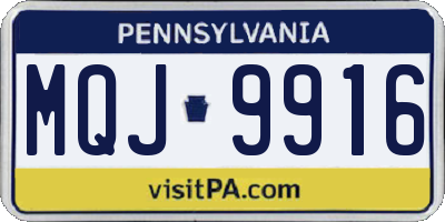 PA license plate MQJ9916
