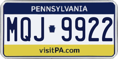 PA license plate MQJ9922