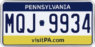 PA license plate MQJ9934