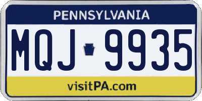 PA license plate MQJ9935